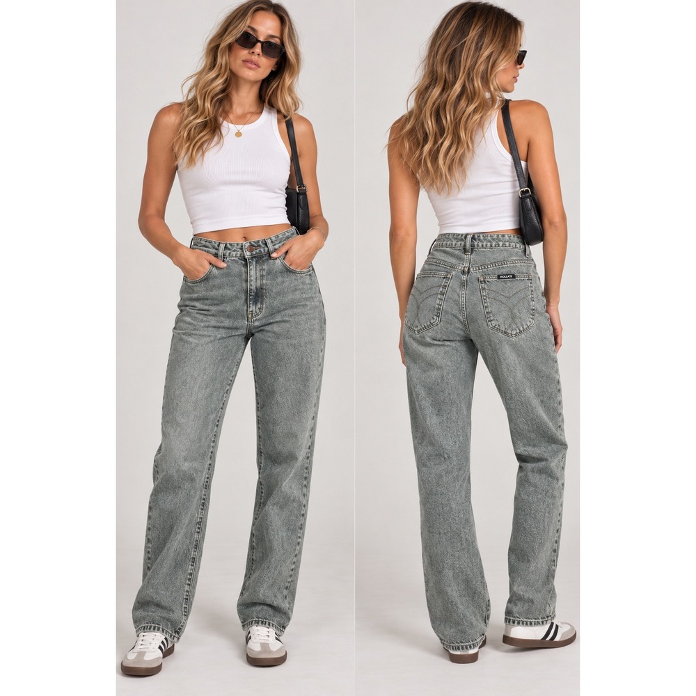 Rolla's Jeans Womens 25 Sage Green Classic Straight Leg High Rise Denim